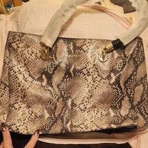 Cole Haan Brown Shoulder Bag with Luxurious Snakeskin Design